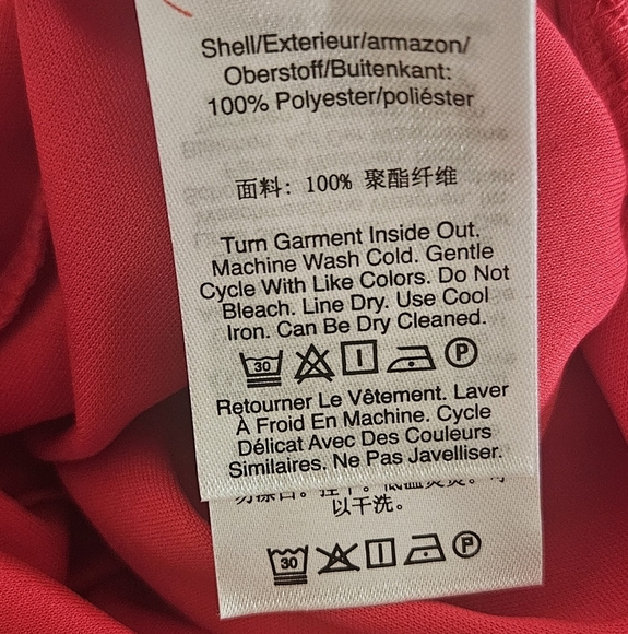 DKNY Red glitter ruffled dress Balloon sleeve with belt at waist size 10 - Picture 9 of 10